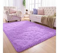 AIMECO Bedroom Rug 140 x 200 cm Fluffy Rug Living Room Light Bounce Floor Mat Girls Bedroom Indoor Antibacterial Stain Resistant Purple