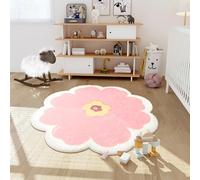 AIMECO Pink Flower Area Rugs for Bedroom, Diameter 100cm Cartoon Mat Washable Rug for bathroom Cute Soft Carpet for Living Room Bedside Nursery Laundry Children Room