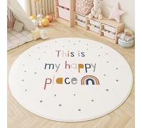 AIMECO Round Rug Cute Rug Imitation Cashmere Small Rug Washable Rug Kids Rug Animal Cute Animal Pet 120cm Diameter Alphabet Rainbow Dots