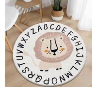 AIMECO Round Rug Imitation Cashmere Small Rug Washable Kids Rug Animal Cute Animal Pet Lion (80cm Diameter)