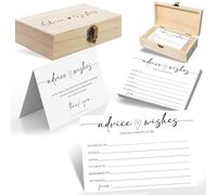 AIMEE ROSE Baby Shower Advice Cards 60 Blank Greeting Cards + Keepsake Wooden Box - Elegant Baby Shower Activity for Guests - Parent-to-Be Keepsake Memory Gift