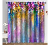 Aimego Floral Blackout Curtains Weeping Plant Colorful Flower Art Romantic Window Drapes Decor for Bedroom Living Room Grommet Top Room Darkening Curtains 2 Panel Set, 52"X84"
