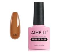 AIMEILI 5 in 1 Rubber Base Gel For Nails, Sheer Color Gel Nail Polish UV LED Soak Off, Elastic Rubber Base Coat Nail Strengthener Nail Rhinestones Glue Gel - (588) 10ml
