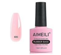 AIMEILI 5 in 1 Rubber Base Gel for Nails, Sheer Color UV LED Soak Off Polish, Elastic Coat Strengthener and Rhinestones Glue - (600) 10ml