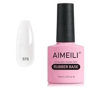 AIMEILI 5 in 1 Rubber Base Gel Nail Polish Kit - Sheer Color, UV LED Soak Off, Elastic Base Coat Strengthener & Rhinestones Glue - 10ml
