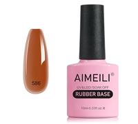 AIMEILI 5 in 1 Rubber Base Gel Nail System: Sheer Color Gel Polish, UV LED Soak Off, Elastic Base Coat Strengthener, Nail Rhinestones Glue - (586) 10ml