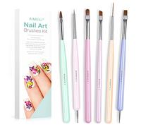 AIMEILI 6pcs Nail Art Brushes, Gel Nail Polish Nail Art Design Painting Tools Set with Double Ended Nail Art Brushes, Nail Extension Gel Brush, Nail Drill Drawing Brush Pen