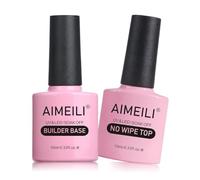 AIMEILI 7 in 1 Builder Base and No Wipe Top Coat, Strengthening Gel UV LED Nails Extension Gel Polish, Nail Repair Nail Strengthen Quick Extension Gel 2x10ml