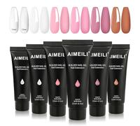 AIMEILI Builder Gel Kit, 6 Colors 15ml Clear Nude Pink Extension Polish, UV LED Enhancement Kit