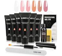 AIMEILI Builder Gel Nail Kit, 6 Colours 15ml Nail Extension Kit UV LED Nail Enhancement Gel Starter Kit with Slip Solution False Nail Kit2