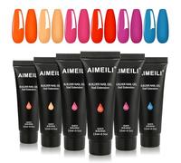 AIMEILI Builder Nail Gel Kit, 6 Colours 15ml Neon Nail Extension Gel Polish Acrylic Gel Builder Nail Gel Kit UV LED Nail Enhancement Gel Nail Kit12