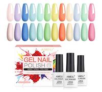 AIMEILI Easter Pastel Gel Nail Polish Set, 8ml 12 Colours Spring Summer Pink Yellow Blue Purple Soak Off UV LED Gel Nail Polishes Nail Art Gel Polish Gift Kit 9