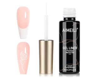 AIMEILI Gel Liner Nail Polish, 8ml White Nail Liner Painted Polish Thin Brush For French Tip Manicure Art Soak Off UV/LED for Painting Drawing Swirl Nails Home DIY Nail Salon