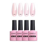 AIMEILI Gel Nail Polish Set, Nude Gel Polish Set Soak Off UV LED Glossy Nail Salon Set Gel Varnish Nail Art Manicure Pedicure - Long Lasting & Easy to Apply 4pcs X 10ml - Kit20