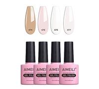 AIMEILI Gel Nail Polish Set, Nude Pink Gel Polish Set Soak Off UV LED Glossy Nail Salon Set Gel Varnish Nail Art Manicure Pedicure - Long Lasting & Easy to Apply 4pcs X 10ml - Kit25