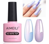 AIMEILI Glitter Top Coat Gel Polish, Clear Gel Top Coat No Wipe UV LED Soak Off, High Gloss Shiny Finish, Long Lasting, 10ml,005
