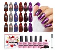AIMEILI Magnetic Gel Nail Polish Set with Magnetic Stick, 6pcs Cat Eye Gel Nail Varnish UV LED Nail Art Manicure Pedicure, Easy to Apply 10ml - Gift Kit 71