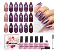 AIMEILI Magnetic Gel Nail Polish Set with Magnetic Stick, 6pcs Cat Eye Gel Nail Varnish UV LED Nail Art Manicure Pedicure, Easy to Apply 10ml - Gift Kit 70