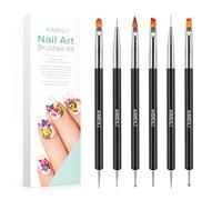 AIMEILI Nail Dotting Tools for Gel Nail Polish Nail Art, 6PCS Double-ended Liner Brushes Design Pen French Nail Brush DIY Manicure Tools Kit