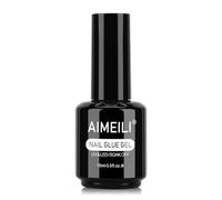 AIMEILI Nail Glue for Acrylic Tips Extra Strong Nail Bond Glue Brush On Clear Gel Adhesive Glue for Stick On Soft Gel Tips, Acrylic Nails, False Nails & Tips, UV LED Cure Needed