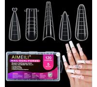 AIMEILI Poly Extension Gel Dual Nail Form, 120pcs, 5 Style 12 Sizes Nail Molds Nail Tips Full Cover for Builder Manicure Nail Art Design Salon DIY - 002