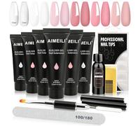 AIMEILI Poly Nail Gel Set, 6 Colors 15ml Nude Pink Poly Nail Extension Gel Set Builder Nail Gel French Manicure Builder Enhancement Starter Kit Basic Manicure Tools for Women Kit13