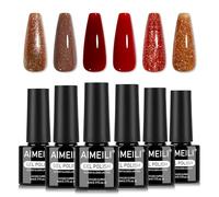 AIMEILI Red Gel Nail Polish Set, 6pcs, Kit 110