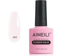 AIMEILI Rubber Base Gel Coat, Sheer Color Nail Polish UV LED Soak Off, Elastic Strengthener Glue, Long Lasting - (443) 10ml