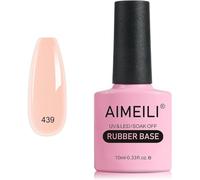 AIMEILI Rubber Base Gel For Nails, Sheer Color Gel Nail Polish UV LED Soak Off, Elastic Rubber Base Coat Nail Strengthener Nail Rhinestones Glue Gel, Long Lasting - (439) 10ml