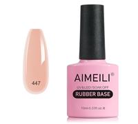 AIMEILI Rubber Base Gel Nail Polish, Sheer Color UV LED Soak Off, Elastic Base Coat Nail Strengthener, Long Lasting - (447) 10ml