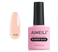 AIMEILI Rubber Base Gel Nail Polish, Shine Finish and Long Lasting Builder Nail Gel Base Coat Soak Off Nail Art Design - RB1018 8ml