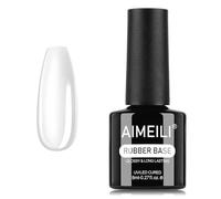 AIMEILI Rubber Base Gel Nail Polish, Shine Finish and Long Lasting Clear Builder Nail Gel Base Coat Soak Off Nail Art Design 8ml