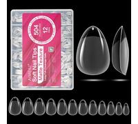 AIMEILI Short Almond Nail Tips, 504Pcs Pre-Shape Clear Short Nails Press On Nail Fake Nails for Nail Art Manicure 12 Sizes