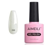 AIMEILI Soak Off UV LED Christmas Glitter White Gel Nail Polish Shimmer - Dancing Little Snow (096) 10ml