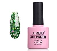 AIMEILI Soak Off UV LED Clear Glitter Gel Nail Polish (063) 10ml