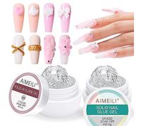 AIMEILI Solid Builder and Glue Gel for Nail Extension, Clear UV LED Hard Gel, Carving and Rhinestones Glue for Nail Art Salon Home Use 2x15g