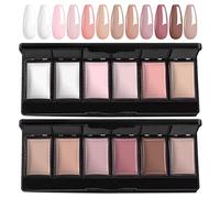 AIMEILI Solid Cream Gel Nail Polish with Brush, 12 Colors Solid Gel Polish Palette Neutral Nude Brown Pink White Pudding Gel Set UV LED Soak Off Art Kit Manicure DIY at Home Kit2