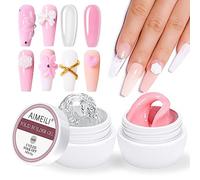 AIMEILI Solid Sculpture Builder Gel for Nails, Clear Pink Extension Gel for Nail Art, UV LED Compatible, Salon and Home Use 2X15g