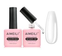 AIMEILI Top and Base Builder Gel Soak Off UV LED Gel Nail Polish 5 in 1 Builder Base Gel No Wipe Top Coat Set 2 x 15ml