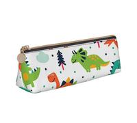 AIMeinn Colorful Dinosaurs Print High Capacity Leather Pencil Case 8.3 X 2.2 X2.4in School Travel Makeup Organization