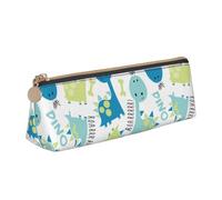 AIMeinn Cute Dinosaur Print High Capacity Leather Pencil Case 8.3 X 2.2 X2.4in School Travel Makeup Organization