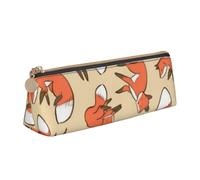 AIMeinn Many Foxes Print High Capacity Leather Pencil Case 8.3 X 2.2 X2.4in School Travel Makeup Organization