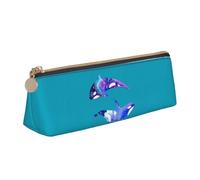 AIMeinn Orca Killer Whale Print High Capacity Leather Pencil Case 8.3 X 2.2 X2.4in School Travel Makeup Organization