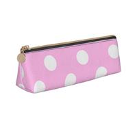 AIMeinn Red Polka Dots Print High Capacity Leather Pencil Case 8.3 X 2.2 X2.4in School Travel Makeup Organization