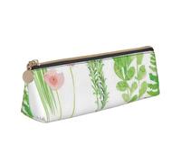 AIMeinn Springtime Herb Garden Print High Capacity Leather Pencil Case 8.3 X 2.2 X2.4in School Travel Makeup Organization