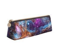 AIMeinn Universe Galaxy Space Print High Capacity Leather Pencil Case 8.3 X 2.2 X2.4in School Travel Makeup Organization