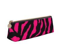 AIMeinn Zebra Tiger Leopard Red Print High Capacity Leather Pencil Case 8.3 X 2.2 X2.4in School Travel Makeup Organization