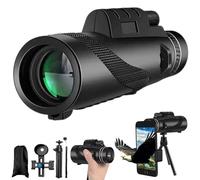 AiMeiteng 10X50 HD Monocular Telescope with Smartphone Holder & Tripod, BAK4 Prism Compact Monoculars for Adults, HD Monocular Scope for Bird Watching Hiking