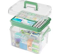 AiMeiteng Medicine Storage Box, 2 Layer First Aid Box Case Plastic Medicine Box Large Capacity Medical Box Storage Box Household Medicine Cabinet Organizer with Removable Tray for Medicine Storage