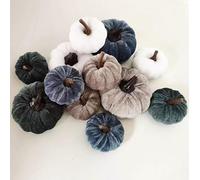 AIMEJZM Mini Pumpkins Set of 12 pcs Velvet Foam Autumn Decorative Artificial Pumpkins for Table Shelf Fall Season Halloween Accent Decor